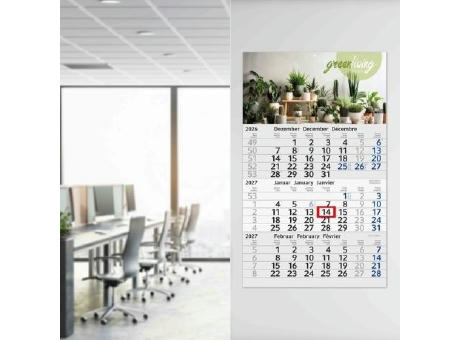 3-Monatskalender Einblatt Budget 3 RECYCLING Schrift modern