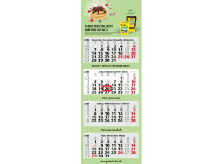 4-Monatskalender Mehrblock Quadro Light 4 mehrsprachig