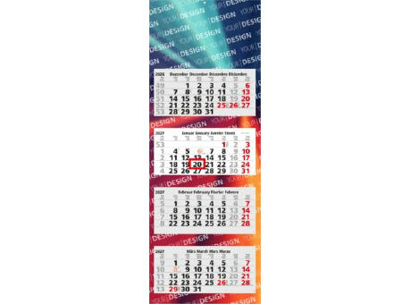 4-Monatskalender Mehrblock Quadro Light 4 mehrsprachig