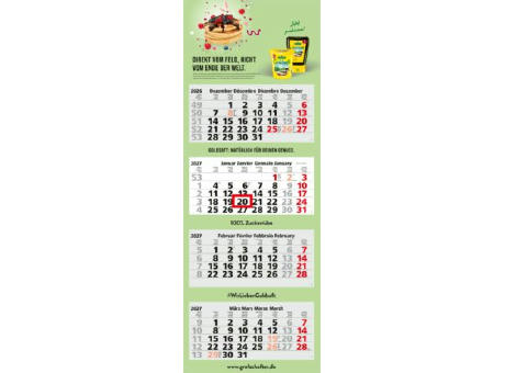 4-Monatskalender Mehrblock Quadro Light 4 mehrsprachig