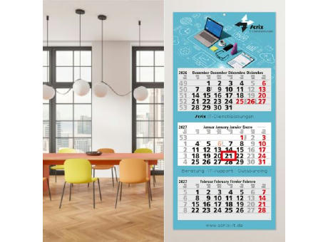 3-Monatskalender Mehrblock Maxi Light 3 mehrsprachig