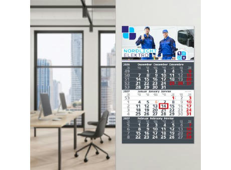 3-Monatskalender Einblatt Solid 3 Schrift klassisch