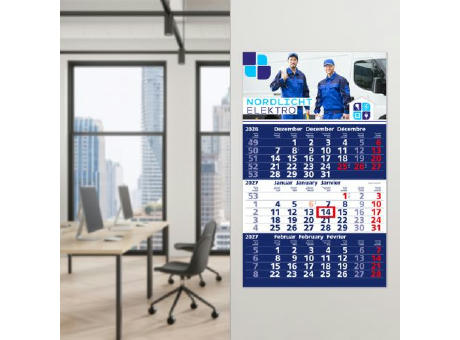 3-Monatskalender Einblatt Solid 3 Schrift klassisch