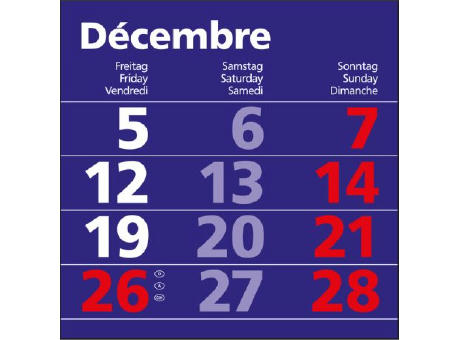 3-Monatskalender Einblatt Solid 3 Schrift klassisch