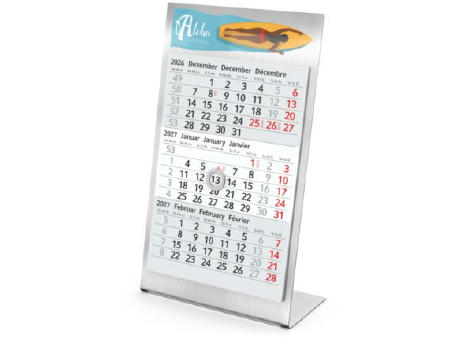 Tischkalender Desktop 3 Steel Edelstahl-Aufsteller gebürstet