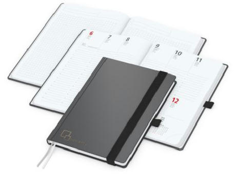 Wochenkalender vorne + Notizen hinten Vision-Hybrid Kunstleder-Hardcover A5