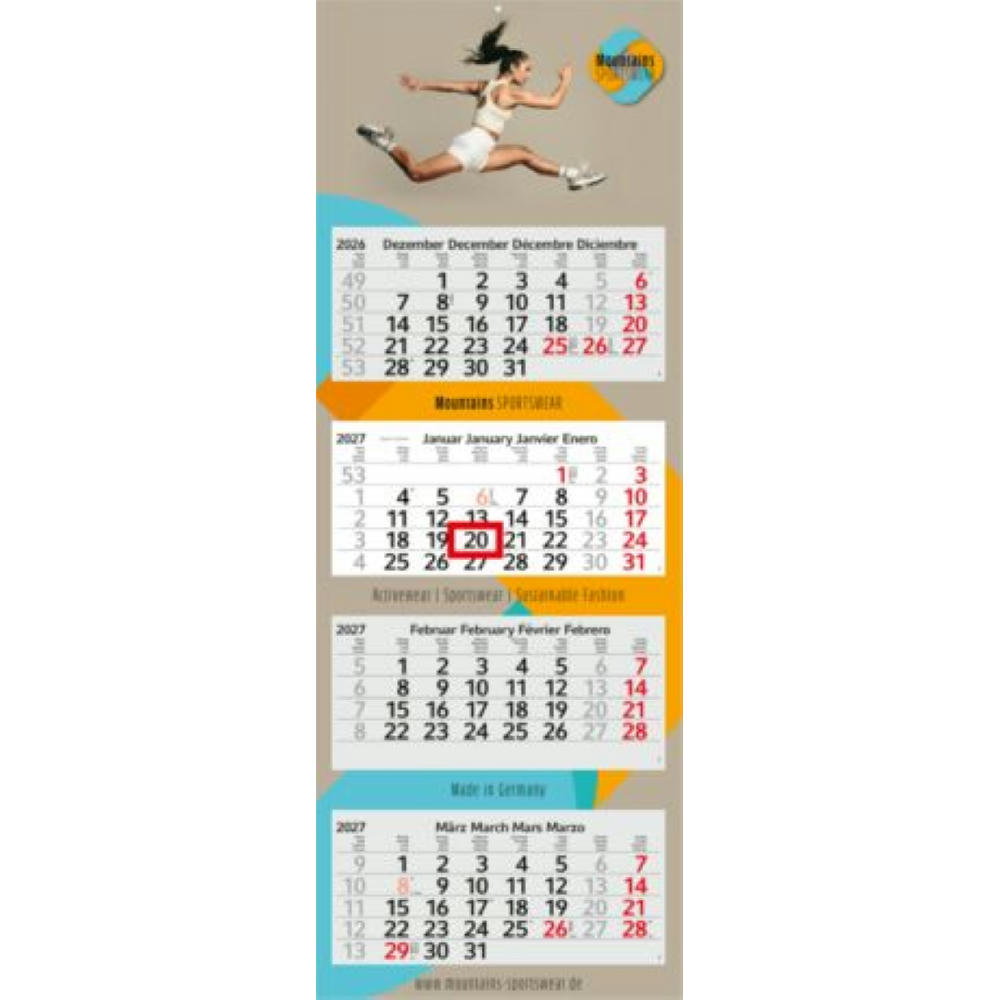 4-Monatskalender Mehrblock Profil 4 Schrift modern