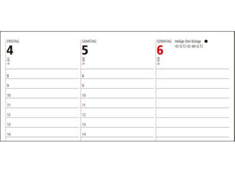 Tisch-Querkalender Signal 1 Woche = 1 Seite 8–20 Uhr