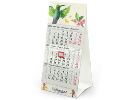 Tischkalender Mini 3 RECYCLING Karton-Dachaufsteller
