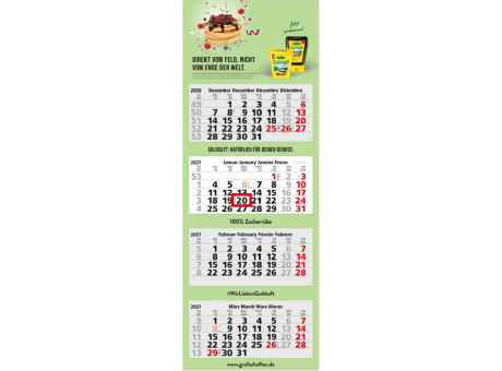 4-Monatskalender Mehrblock Quadro Light 4 mehrsprachig