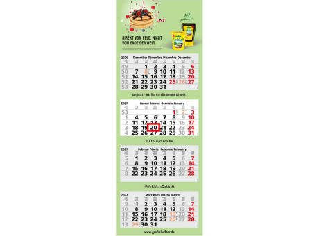 4-Monatskalender Mehrblock Quadro Light 4 mehrsprachig