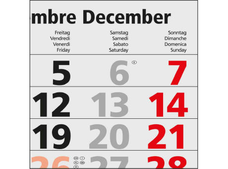 4-Monatskalender Mehrblock Quadro Light 4 mehrsprachig