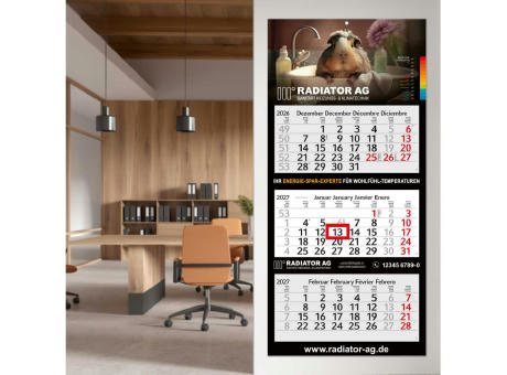 3-Monatskalender Mehrblock Profil 3 Schrift leicht