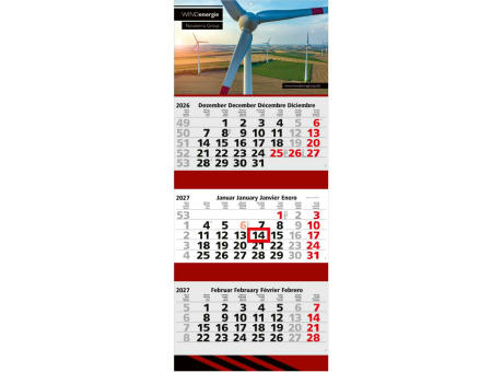 3-Monatskalender Mehrblock Maxi 3 Post Extra-Breite 335 mm