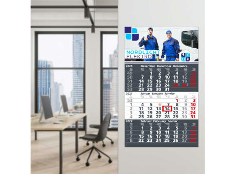 3-Monatskalender Einblatt Solid 3 Schrift fett