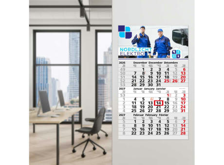3-Monatskalender Einblatt Solid 3 Schrift fett