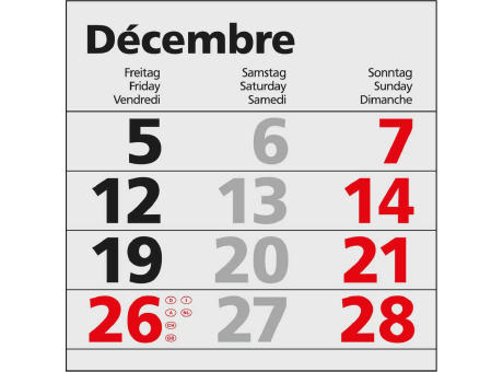 3-Monatskalender Einblatt Solid 3 Schrift fett