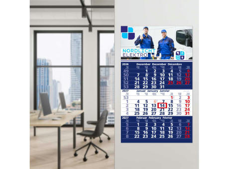 3-Monatskalender Einblatt Solid 3 Schrift fett