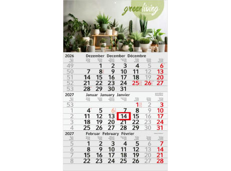 3-Monatskalender Einblatt Budget 3 Recycling-Kalendariumspapier Schrift leicht