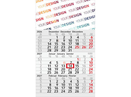3-Monatskalender Einblatt Budget 3 Recycling-Kalendariumspapier Schrift leicht