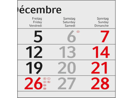 3-Monatskalender Einblatt Budget 3 Recycling-Kalendariumspapier Schrift leicht