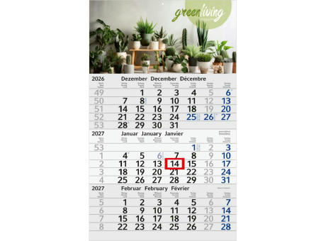 3-Monatskalender Einblatt Budget 3 Recycling-Kalendariumspapier Schrift leicht