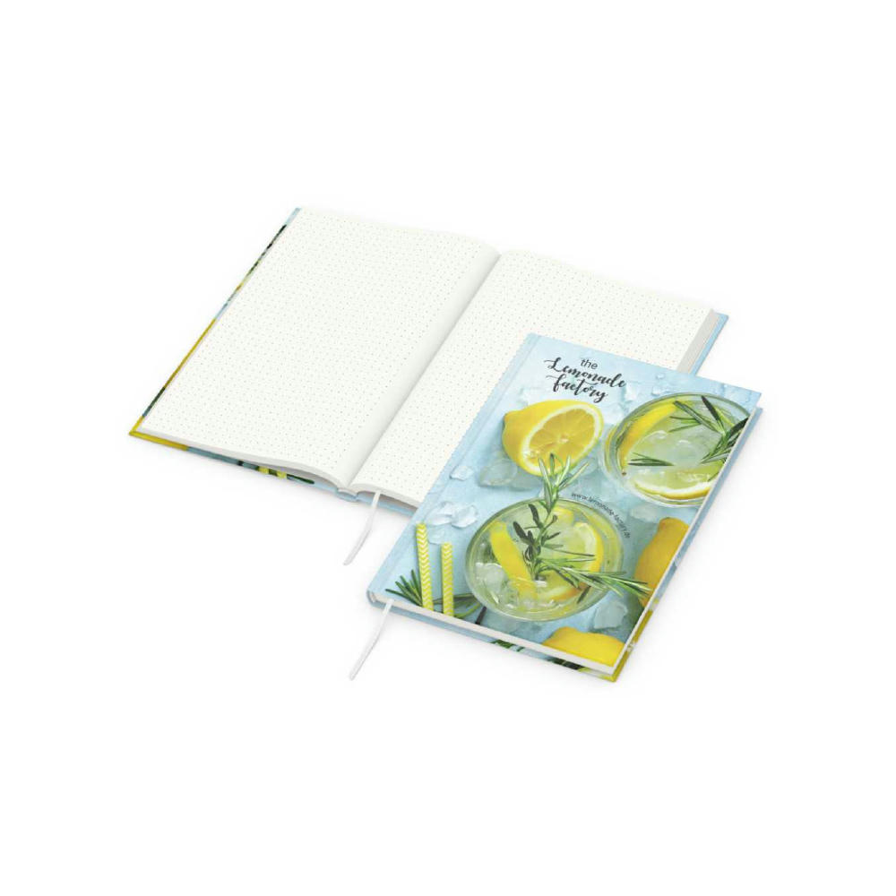 Notizbuch Note-Book Recycling-Inhaltspapier Ecken spitz Hardcover individuell