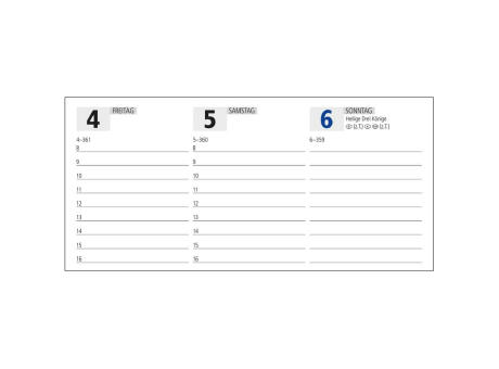 Tisch-Querkalender Master Monatsregister 1 Woche = 2 Seiten 8–21 Uhr