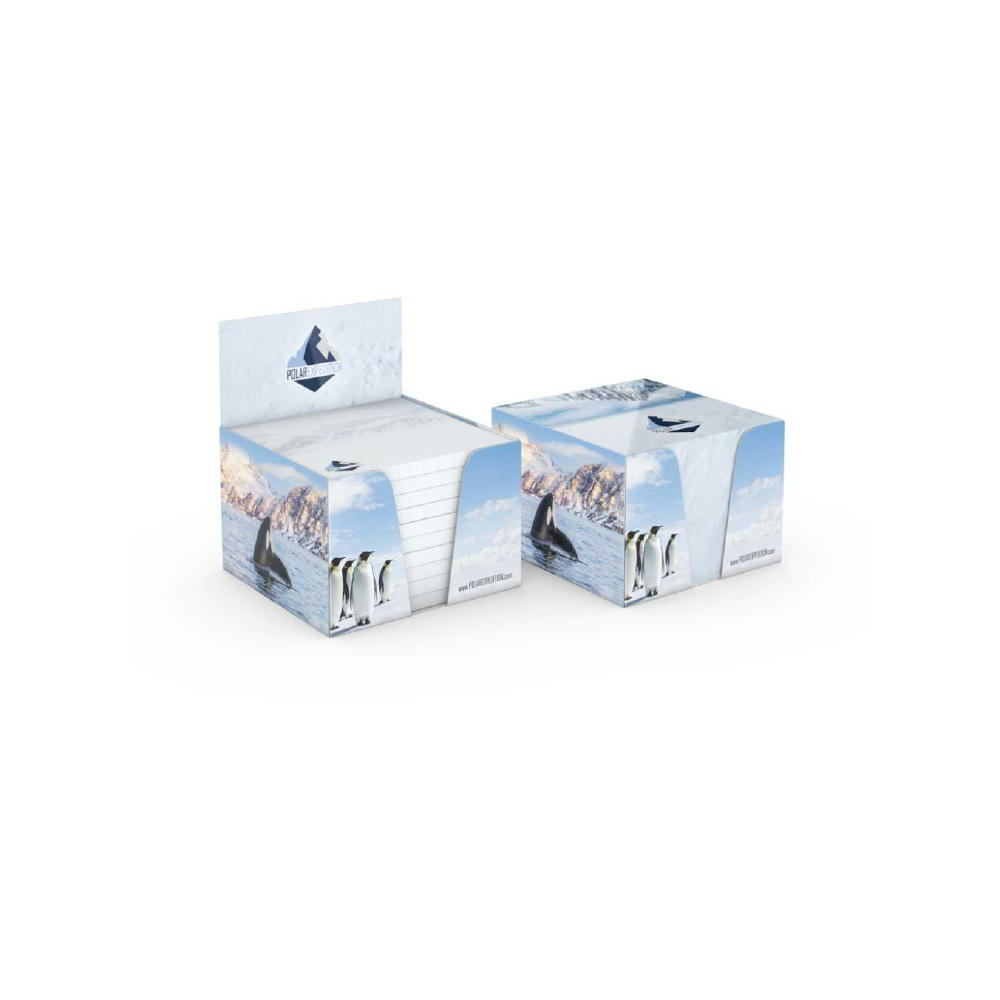 Haftnotiz-Box Pop-Up-Box Haftnotizblöcke weiß Karton-Box individuell bedruckt