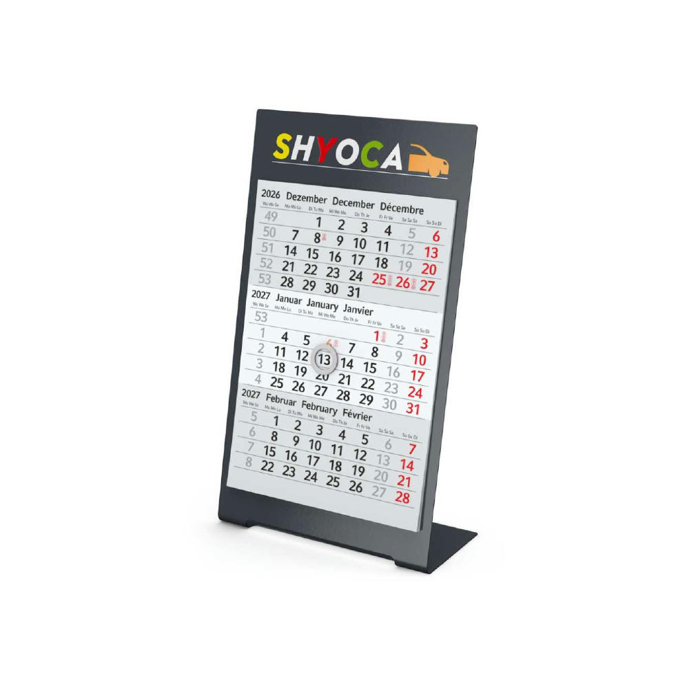 Tischkalender Desktop 3 Color Metallaufsteller farbbeschichtet