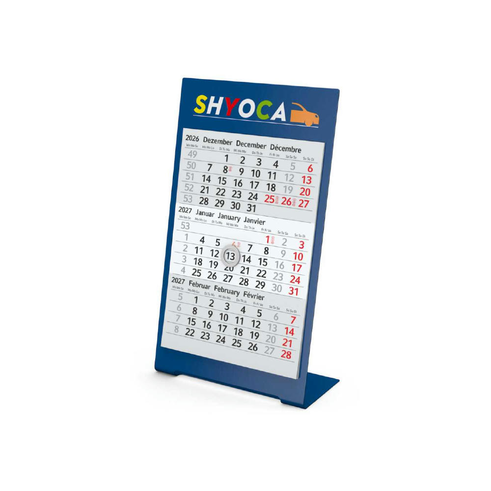 Tischkalender Desktop 3 Color Metallaufsteller farbbeschichtet