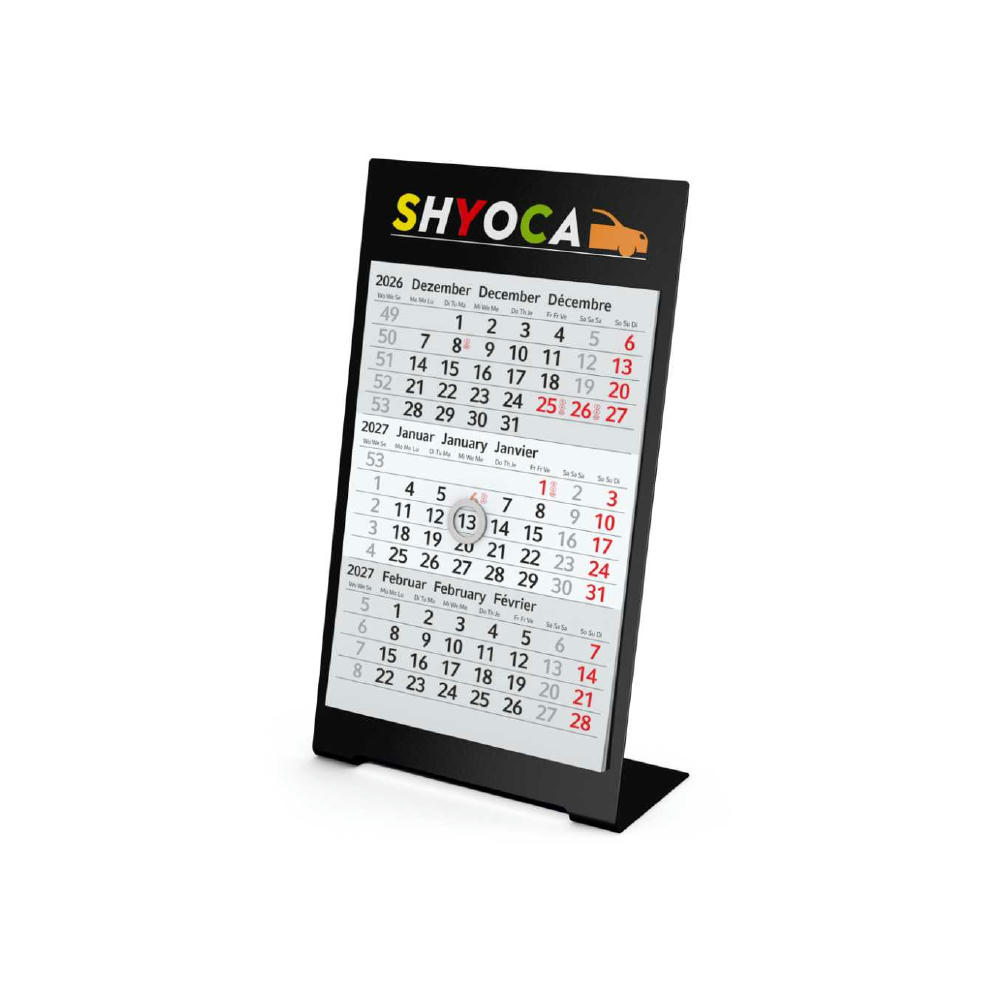 Tischkalender Desktop 3 Color Metallaufsteller farbbeschichtet