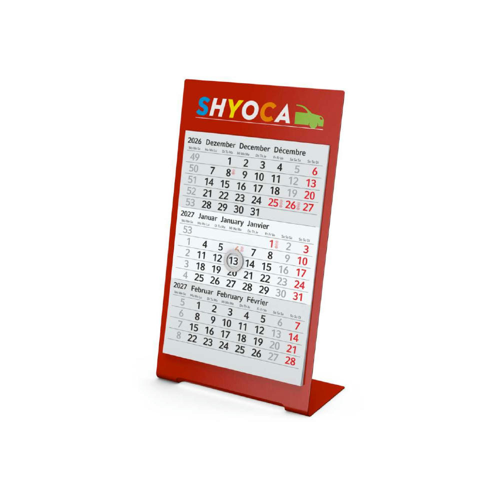 Tischkalender Desktop 3 Color Metallaufsteller farbbeschichtet