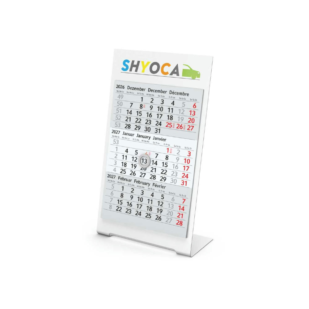 Tischkalender Desktop 3 Color Metallaufsteller farbbeschichtet