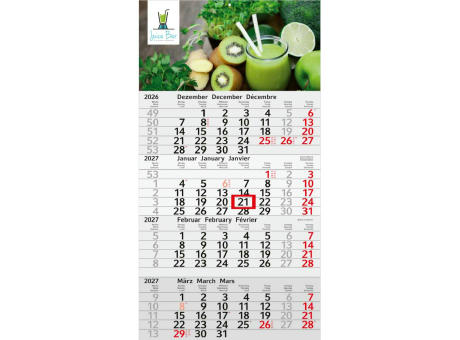 4-Monatskalender Einblatt Budget 4 Recycling-Kalendariumspapier Schrift leicht