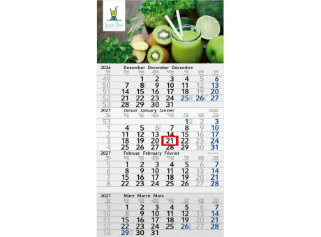 4-Monatskalender Einblatt Budget 4 Recycling-Kalendariumspapier Schrift leicht
