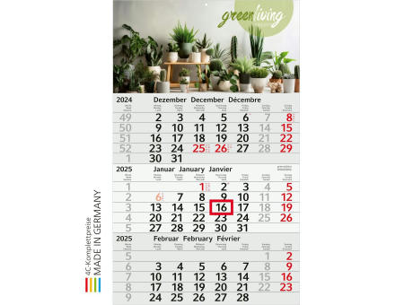 3-Monats-Kalender Budget 3 green+blue