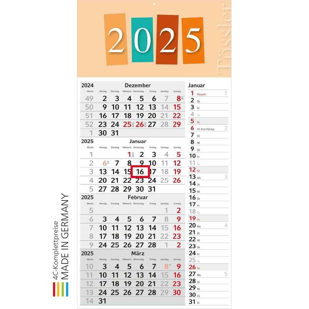 4-Monats-Kalender Konzept 4 Post Bestseller