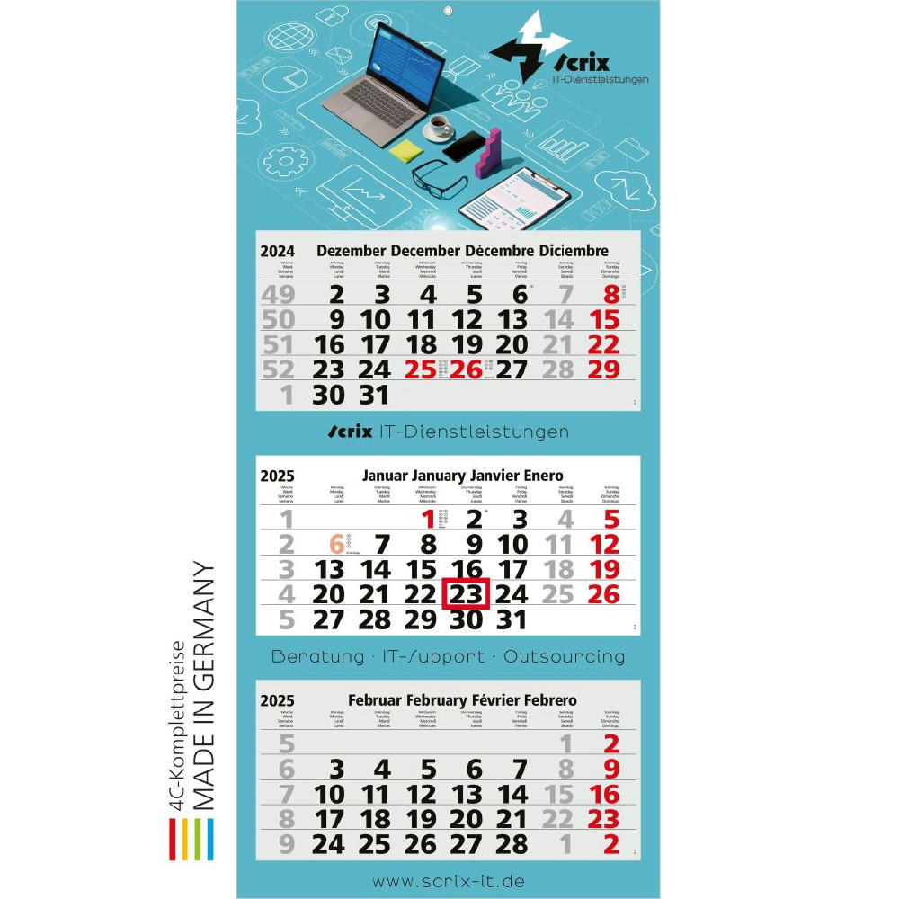 3-Monats-Kalender Maxi Light 3 x.press