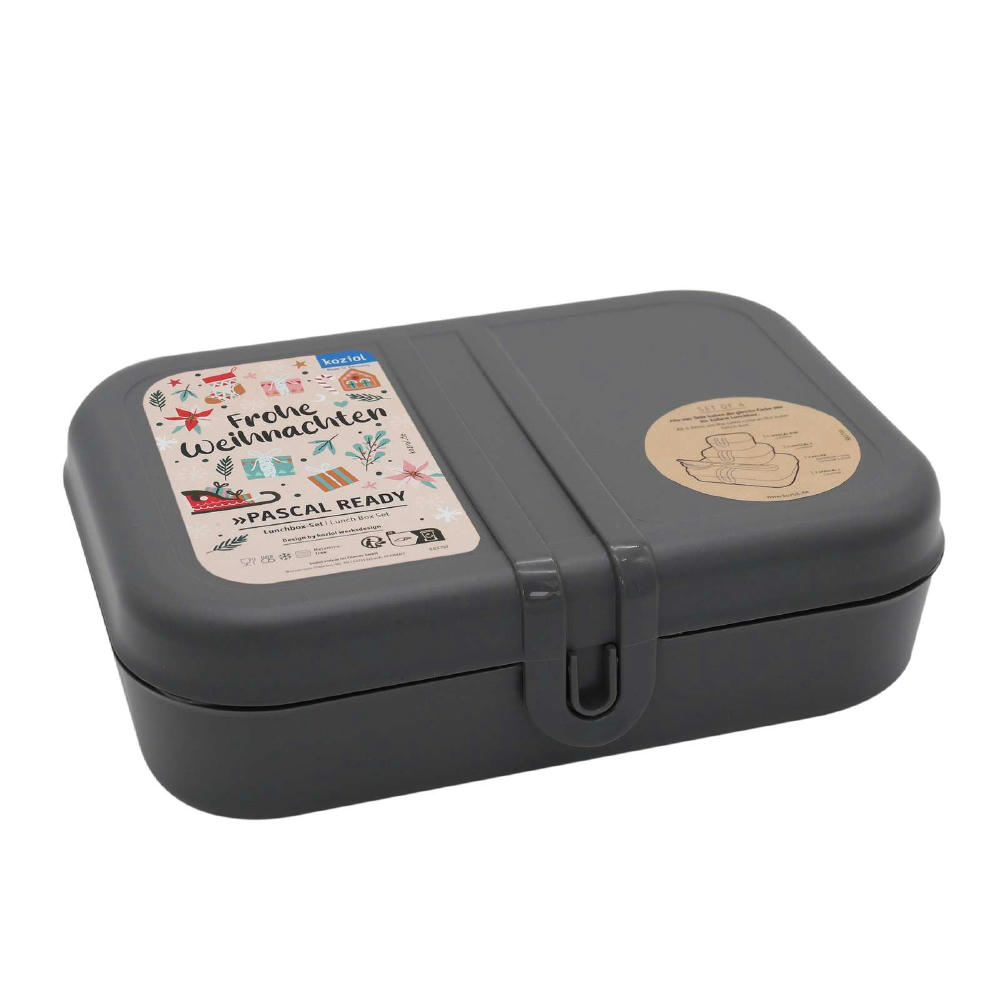 KOZIOL PASCAL READY Lunchbox-Set + Besteck-Set + XMAS Sticker