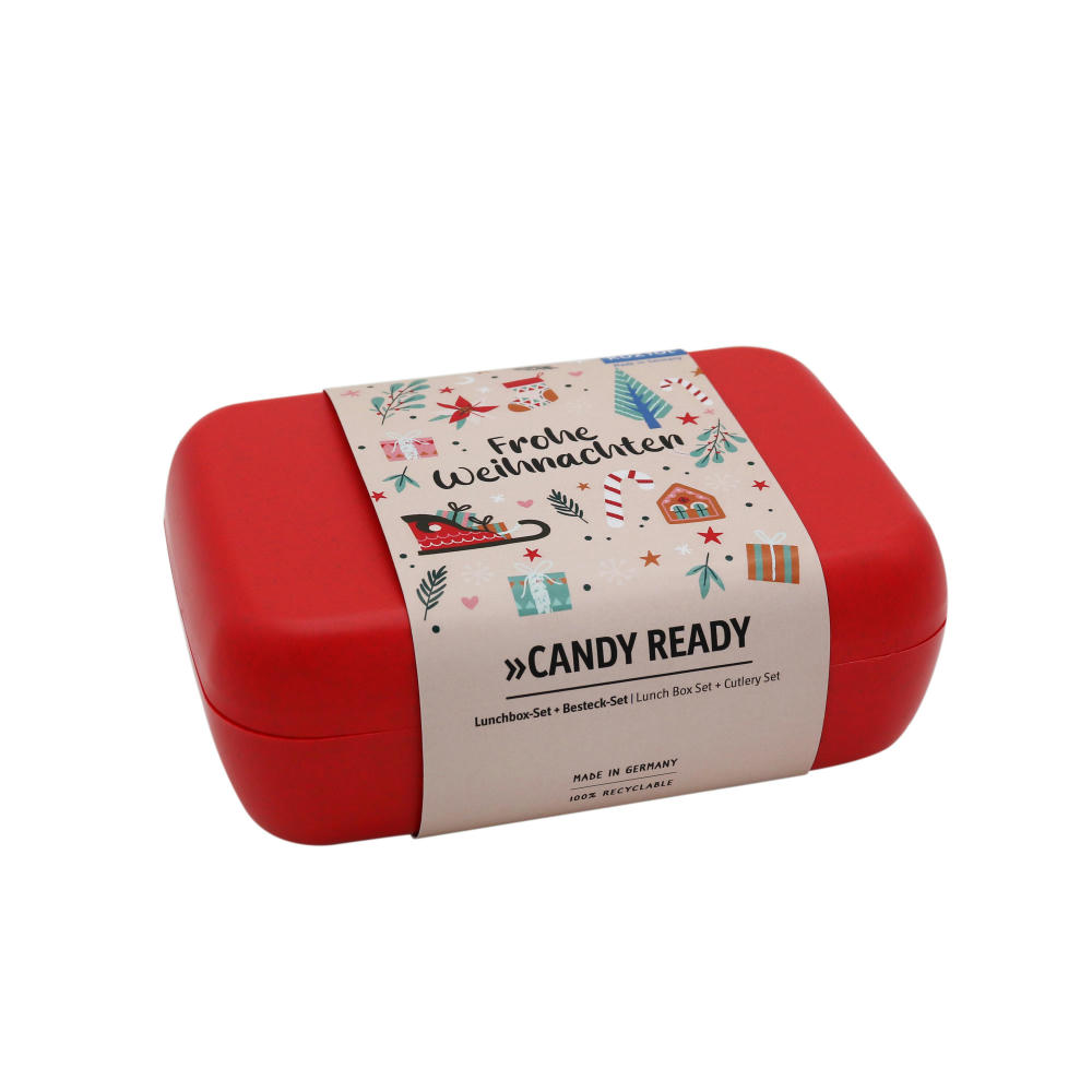 KOZIOL CANDY READY Lunchbox-Set + Besteck-Set + XMAS Banderole