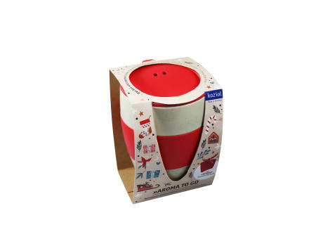 KOZIOL AROMA TO GO + RUDOLF Thermobecher 400 ml + Tassenutensilo + XMAS Banderole