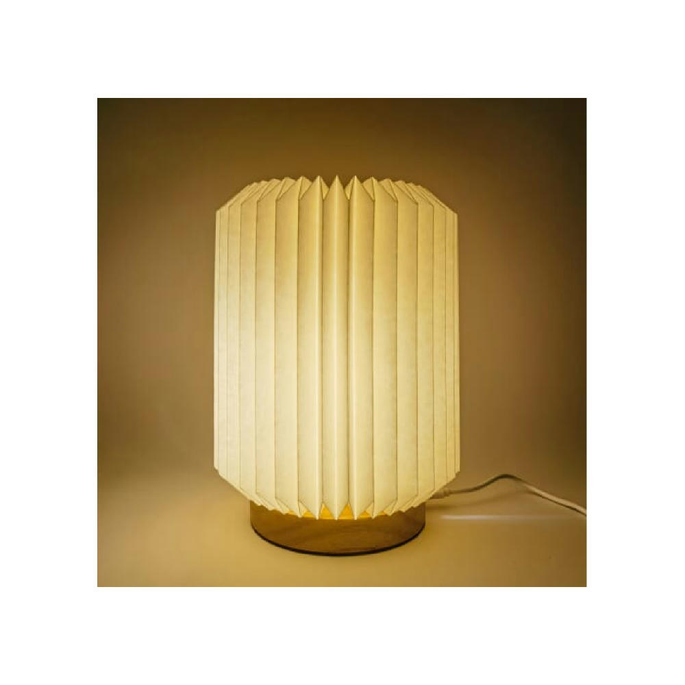 Coollux faltbare Papier LED-Lampe Aurora auf Holzsockel, 22cm