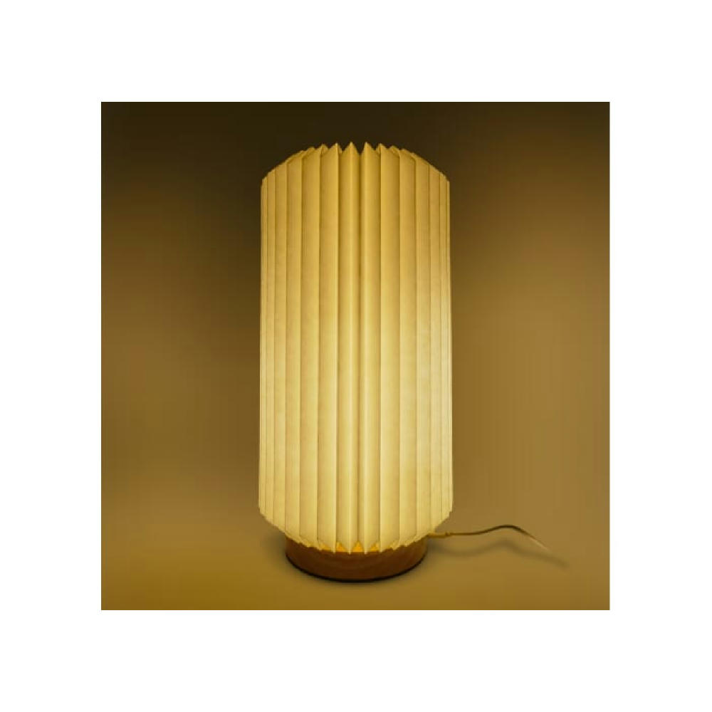 Coollux faltbare Papier-LED-Lampe Aurora Tall auf Holzsockel, 32cm