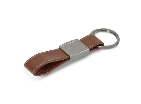 Schlüsselring Metall, echtes Leder
