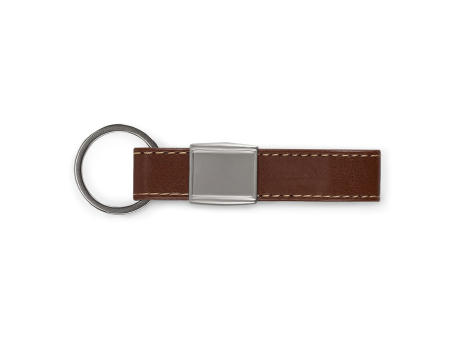 Schlüsselring Metall, echtes Leder
