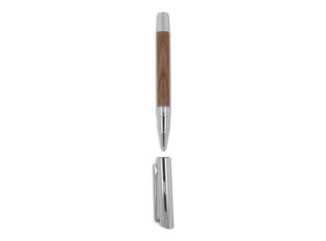 Set Kugelschreiber und Rollerball aus Metall Nussbaumholz in Geschenkbox