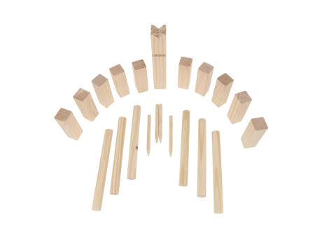 Kubb Spiel aus Holz mit Beutel