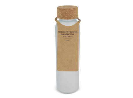 Gefrostete flasche aus recyceltem Glas mit Korkdeckel 500ml