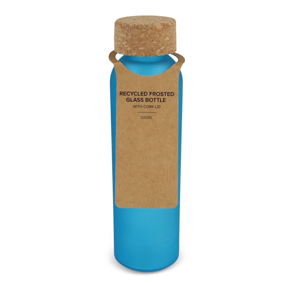 Gefrostete flasche aus recyceltem Glas mit Korkdeckel 500ml